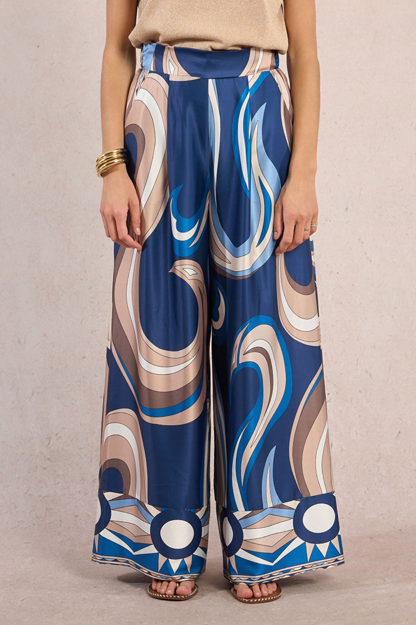 Molly Bracken Pantal&oacute;n de mujer largo ancho con estampado