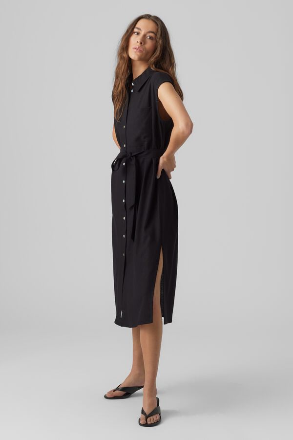 Vero Moda Vestido 7/8 camiseiro Preto