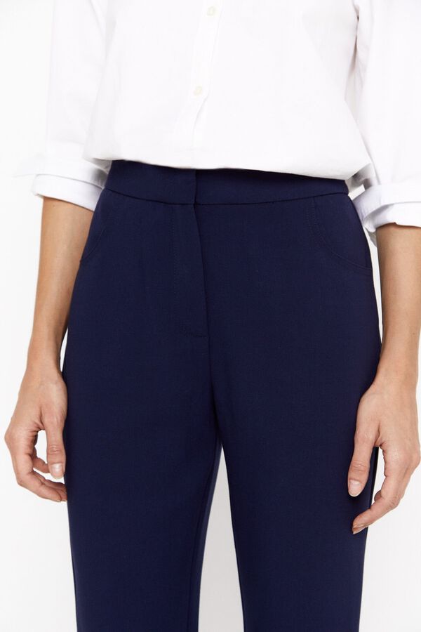 Cortefiel Pantal&oacute;n flare de vestir Azul marino