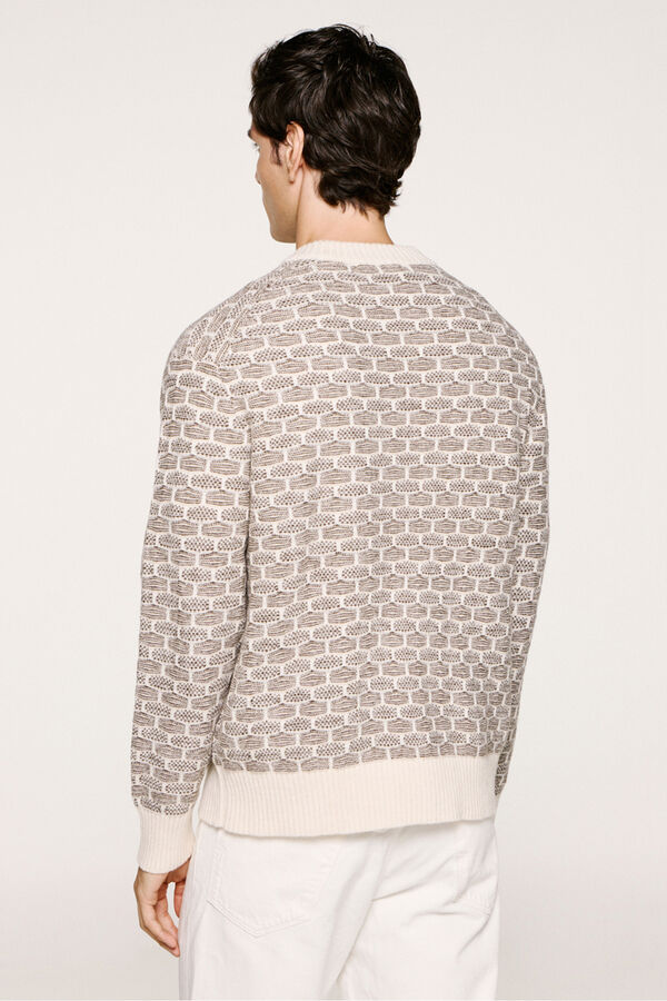 Selected Jersey lana cuello caja Estampado beige