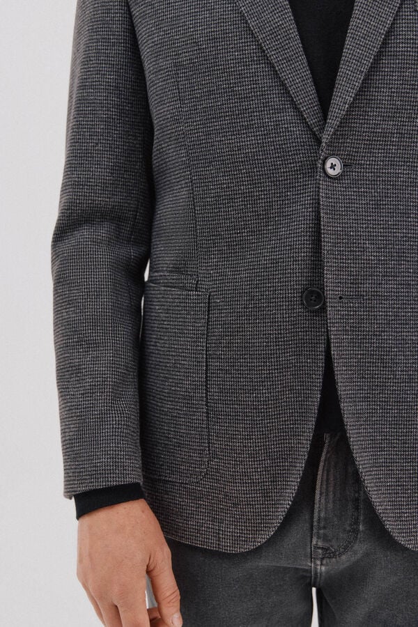 Cortefiel Blazer de malha pied-de-poule Cinzento