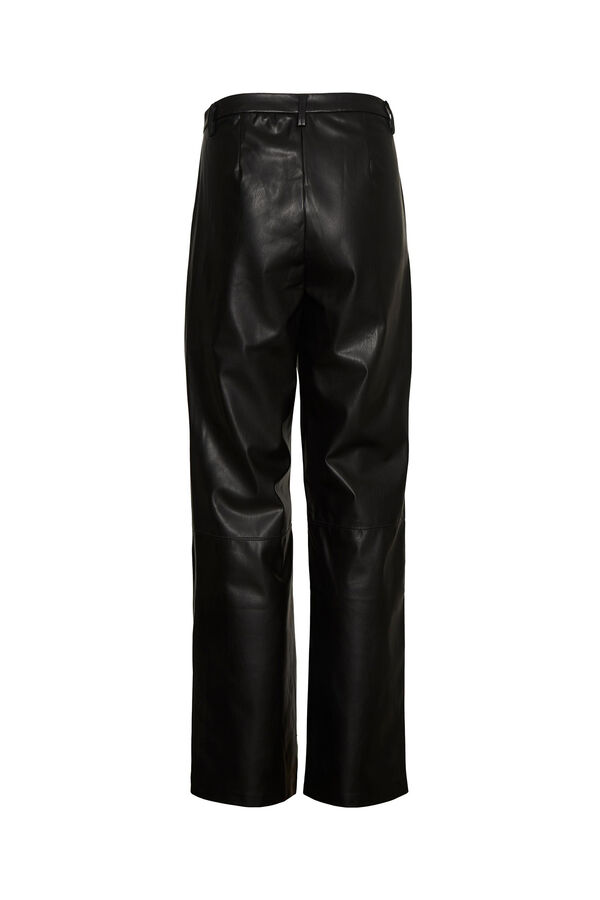 Vero Moda Pantal&oacute;n recto efecto piel Negro