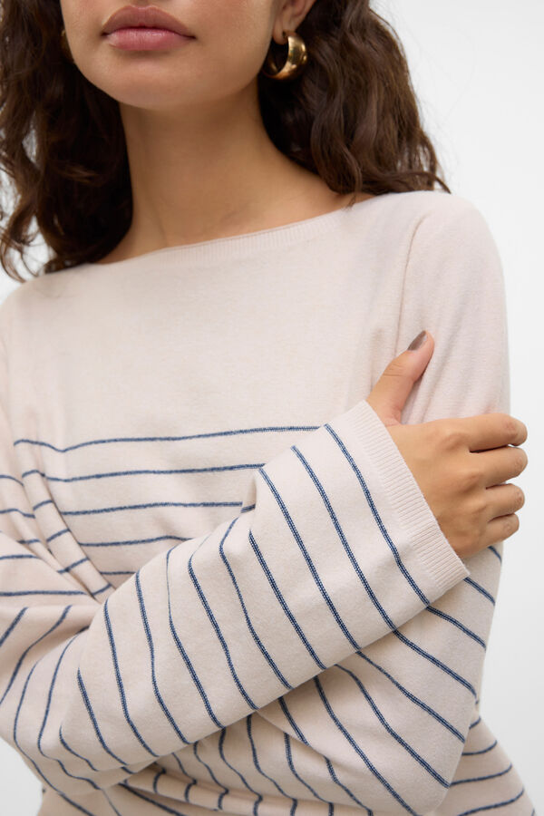Vero Moda Suéter riscas com gola canoa Cinzento