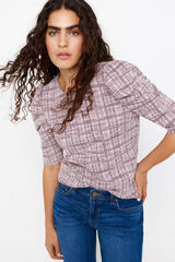 Cortefiel Top de tweed de punto Rosa