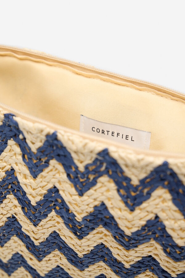 Cortefiel Bolso tote estampado espiga Estampado azul