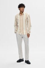 Selected Camisa de manga comprida confecionada com linho e algod&atilde;o reciclado. Verde