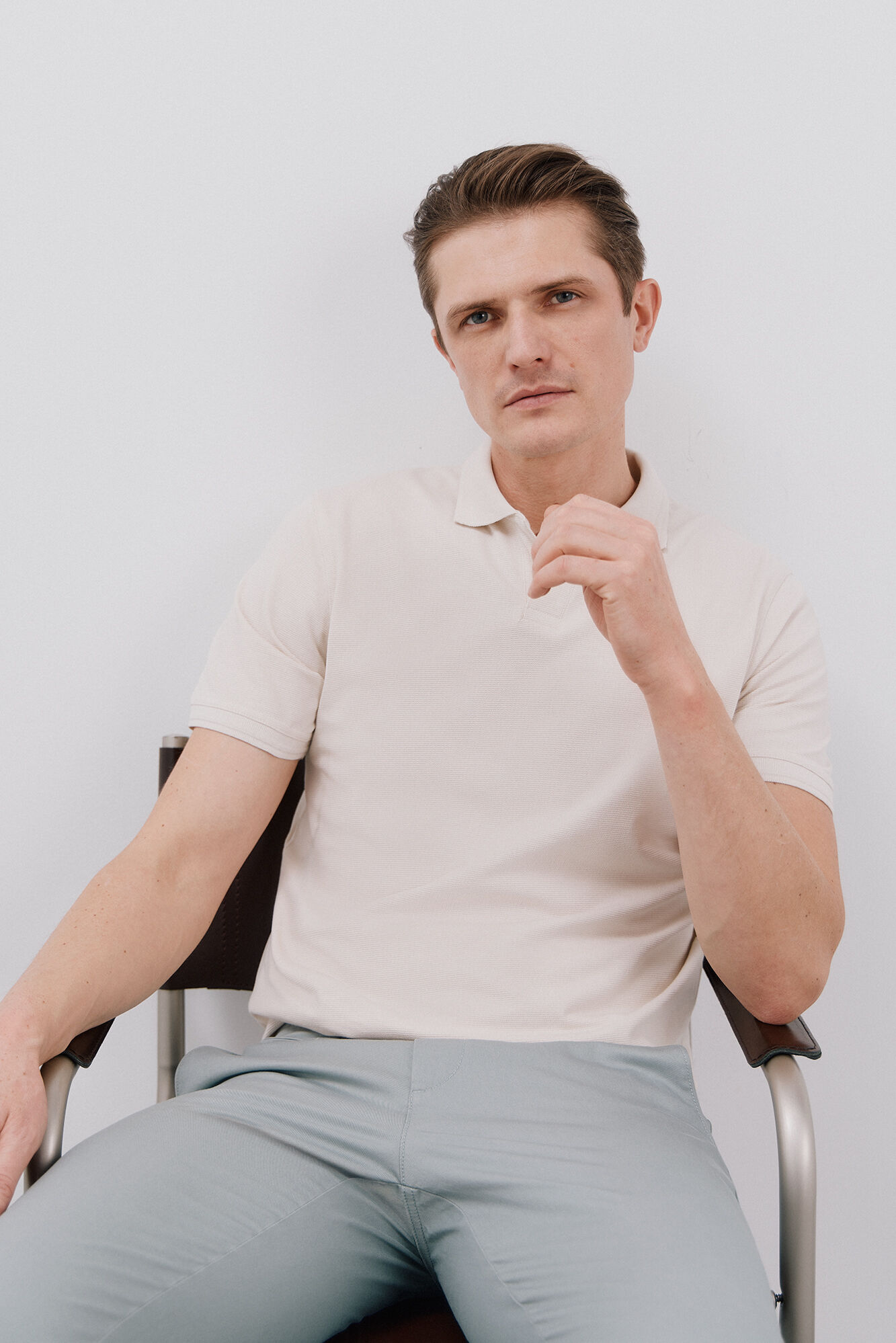 Cortefiel Polo estruturado com gola aberta