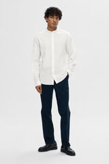 Selected Camisa de manga larga y cuello mao confeccionada con lino y algod&oacute;n org&aacute;nico. Blanco