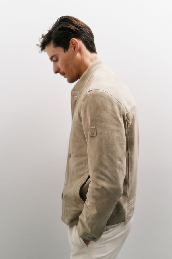 OOTO Cazadora bomber piel ante Beige