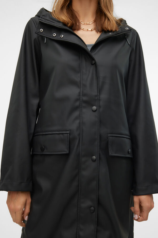 Vero Moda Imperme&aacute;vel midi com capuz Preto