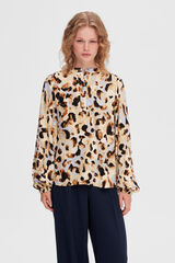 Cortefiel Blusa de manga comprida animal print confecionada 100% com Lenzing ECOVERO. Cinzento