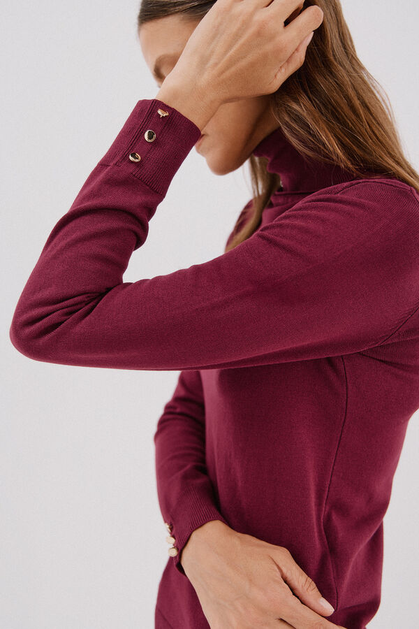Cortefiel Jersey cuello vuelto Granate