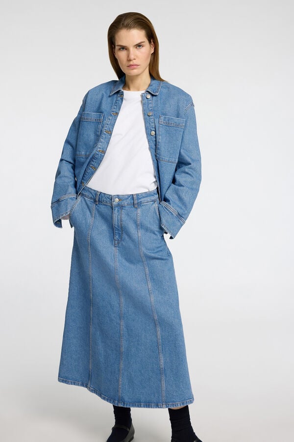 Selected Femme Saia de ganga midi Azul