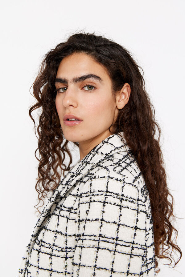 Cortefiel Blazer de tweed Estampado blanco