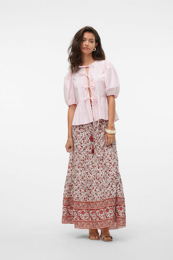 Vero Moda Falda larga de algod&oacute;n Blanco