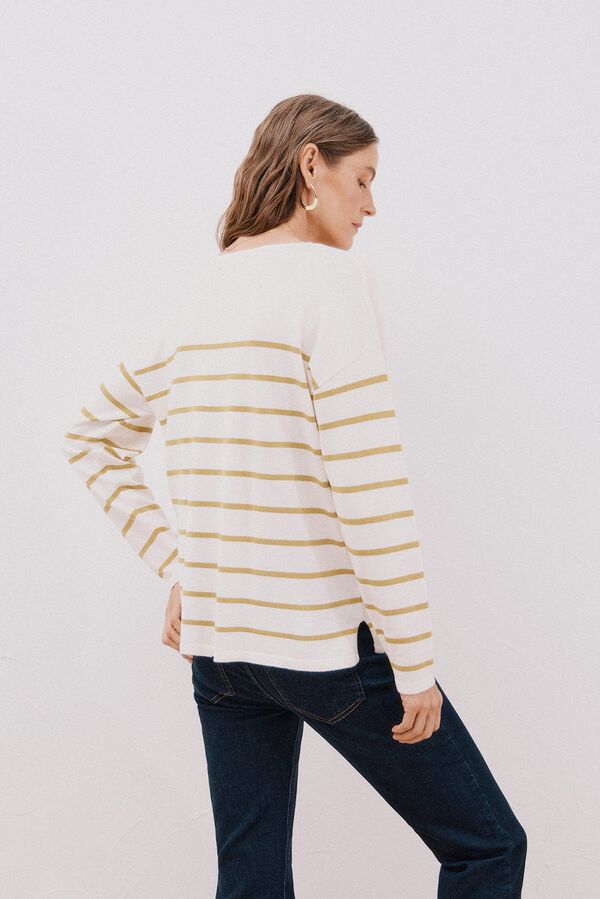 Cortefiel Camisola de malha decote bico Amarelo