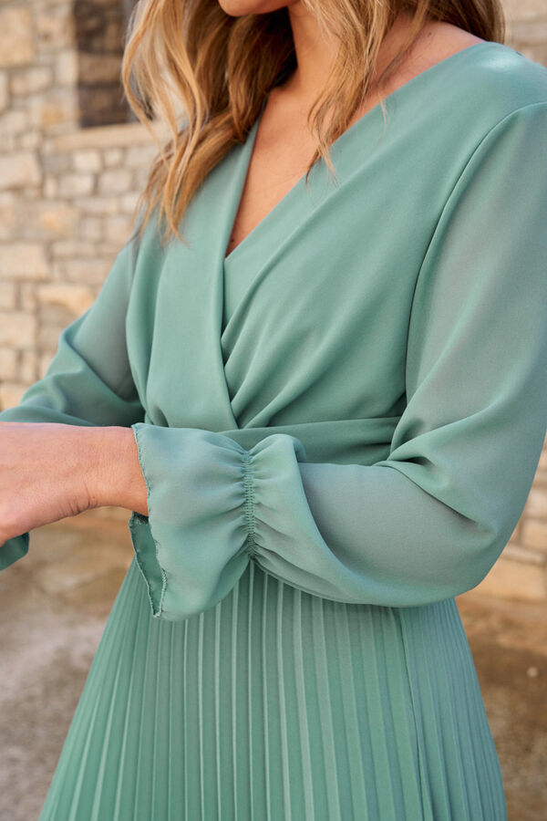 Pol&iacute;n Et Moi Vestido comprido com plissados Azul