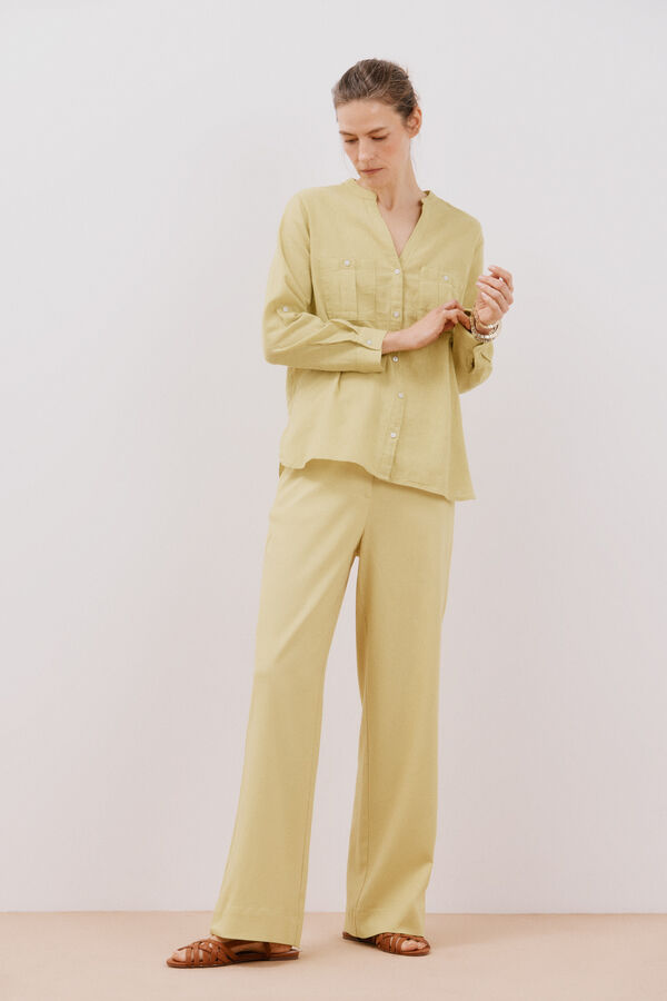 Cortefiel Camisa de linho Amarelo