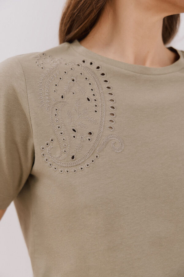 Cortefiel T-shirt bordada Verde