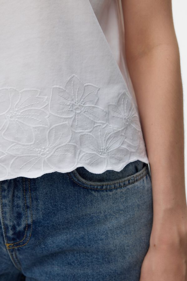 Vero Moda Camiseta b&aacute;sica con detalle estampado en el bajo Blanco
