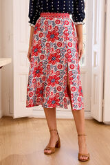 Pol&iacute;n Et Moi Falda midi con flores Arieta Rojo