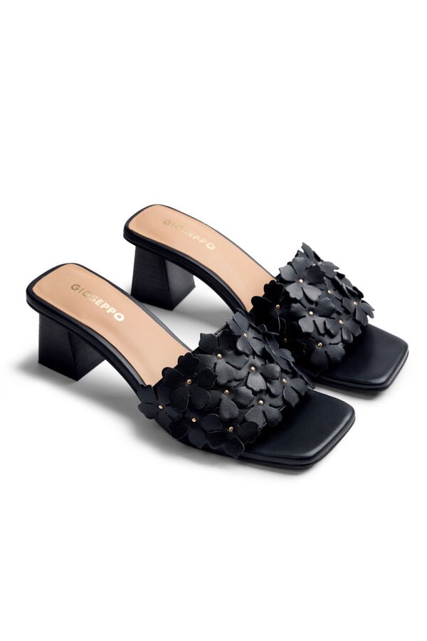 Gioseppo Mules salto de pele Preto