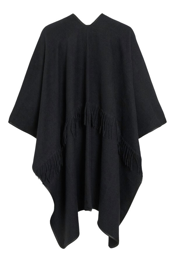 Vila Poncho capa con flecos Negro