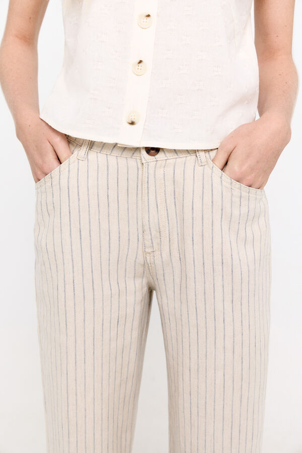 Cortefiel Cal&ccedil;as riscas soft Ecru