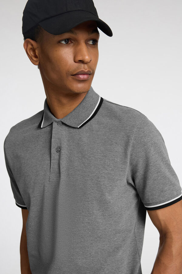 Selected Polo manga curta piqu&eacute; Cinzento