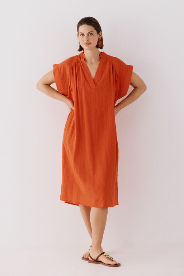 Cortefiel Caftan colorido largo Vermelho