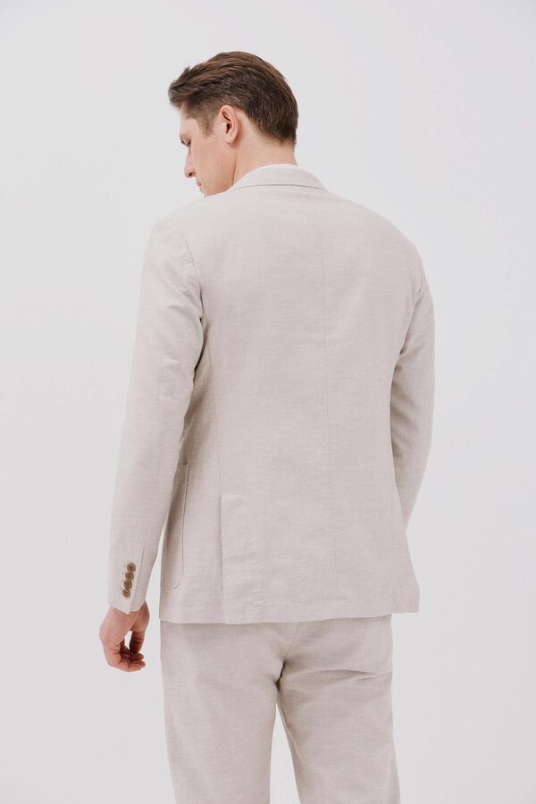 Cortefiel Blazer de algod&atilde;o e linho Tostado