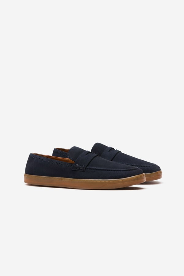 Cortefiel Mocas&iacute;n piel Azul marino