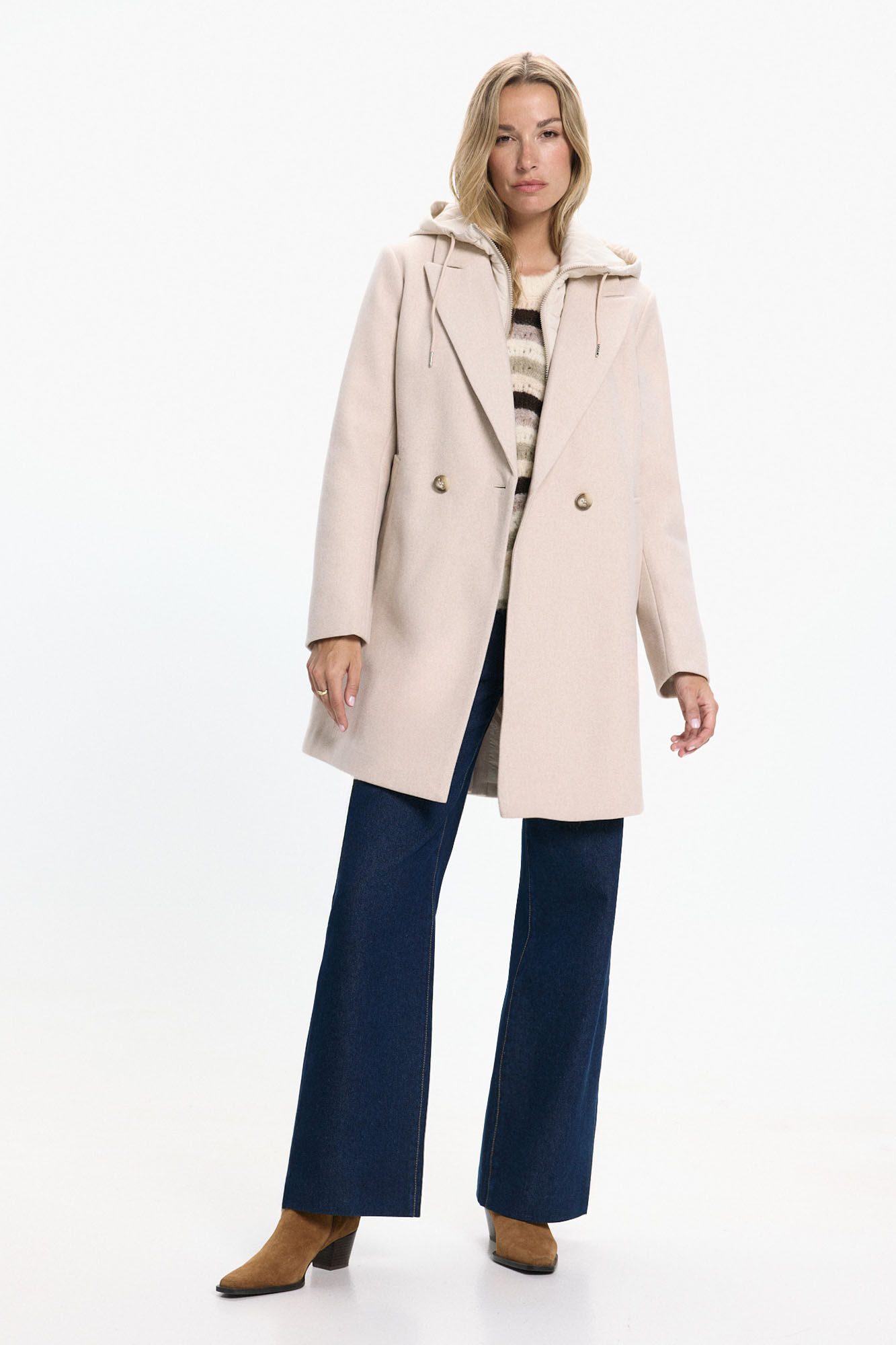 Vero Moda Abrigo largo de pa&ntilde;o con forro extraible