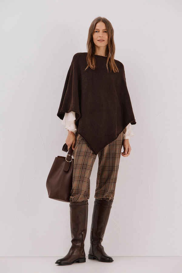 Cortefiel Poncho de toque suave Castanho