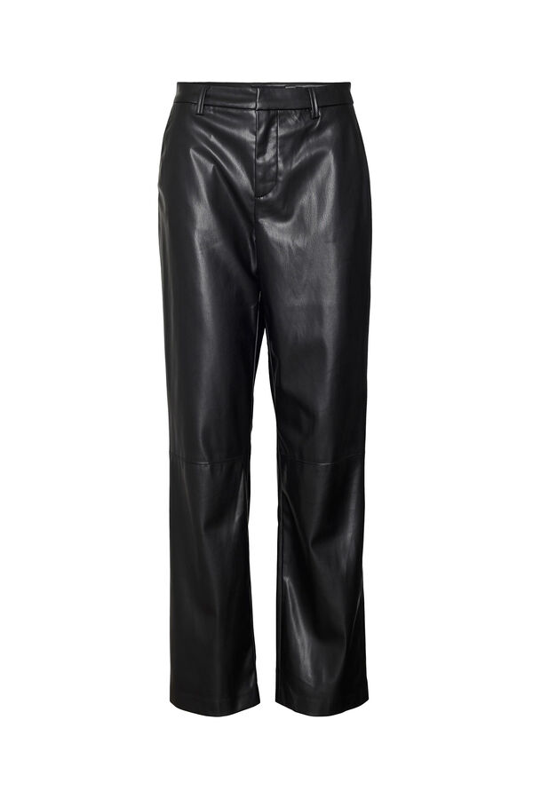 Vero Moda Pantal&oacute;n recto efecto piel Negro