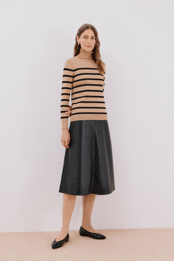 Cortefiel Jersey rayas cuello vuelto Beige