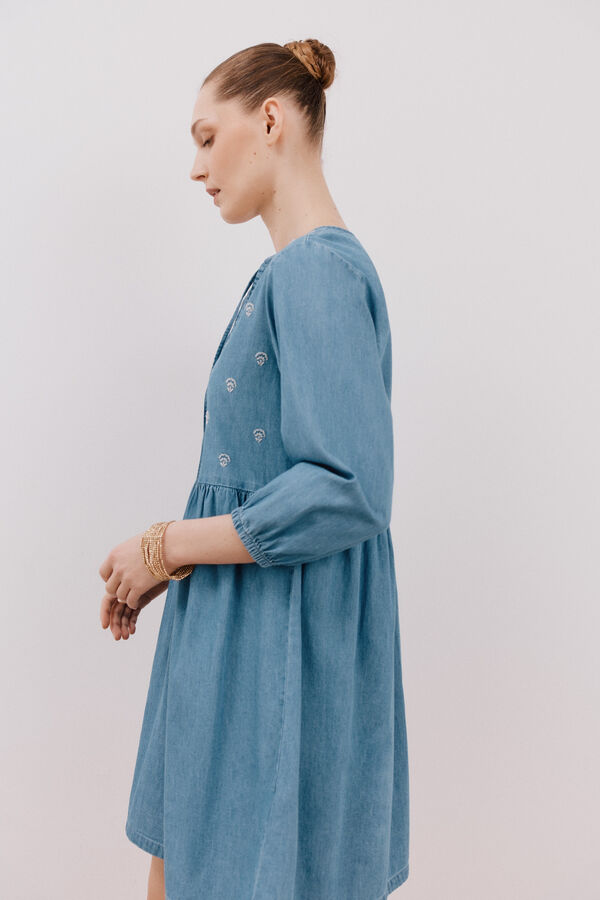 Cortefiel Vestido corto vaquero Azul