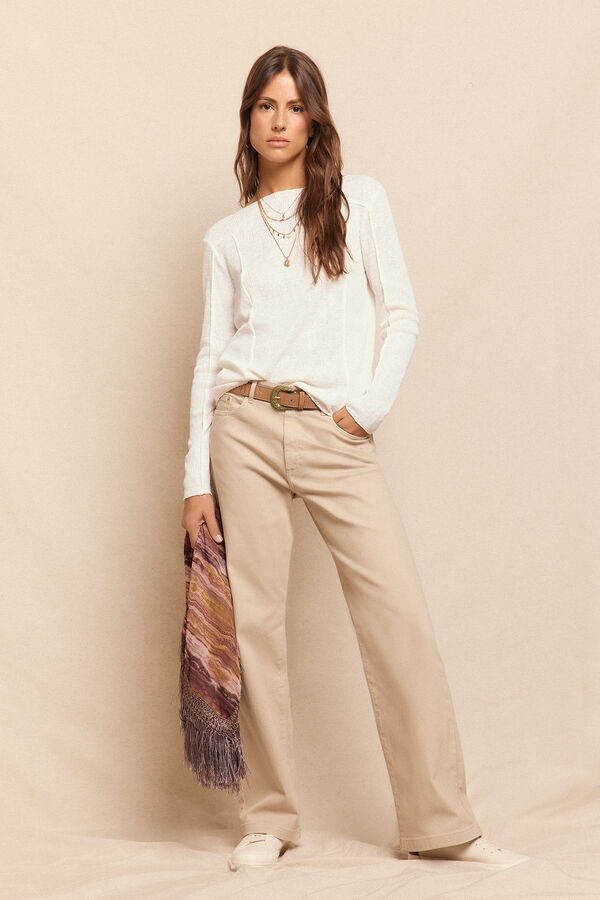 Slowlove Top b&aacute;sico mesclado Branco