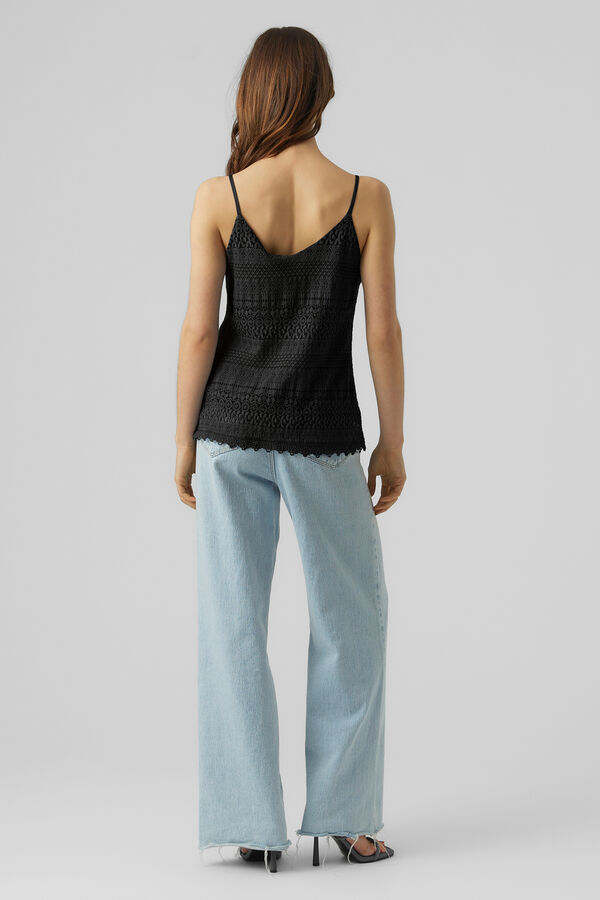 Vero Moda Top de tirantes con encaje Negro