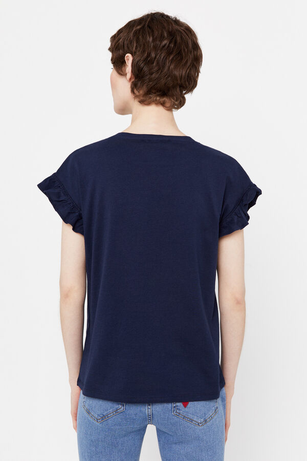 Cortefiel Camiseta volante Azul marino