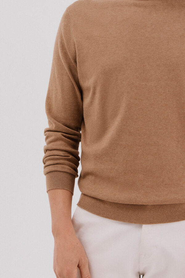 Cortefiel Jersey algod&oacute;n cashmere cuello caja Beige