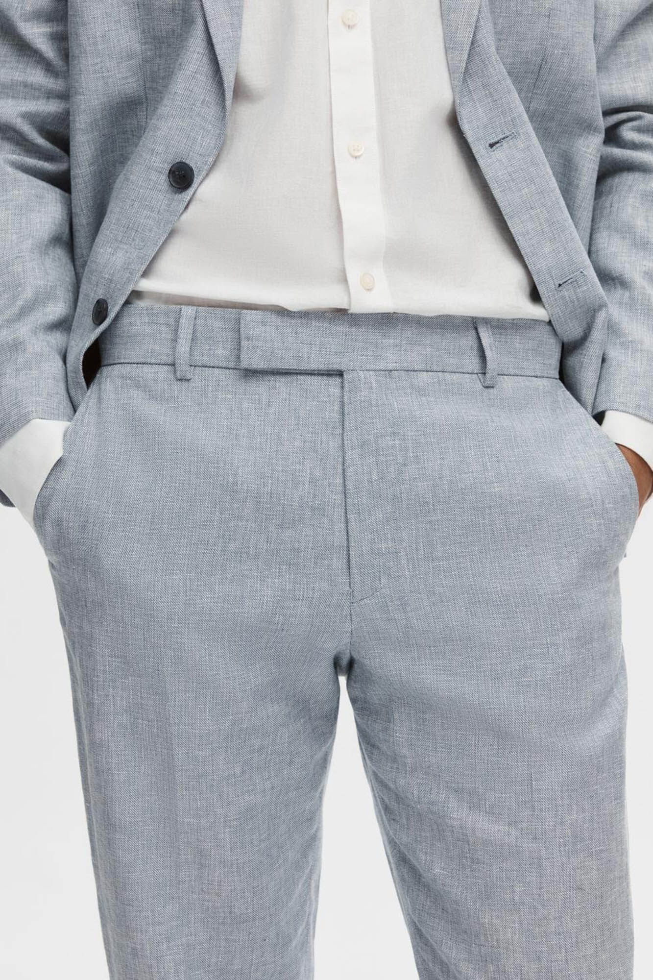 Selected Pantal&oacute;n de traje confeccionado con lino y algod&oacute;n.