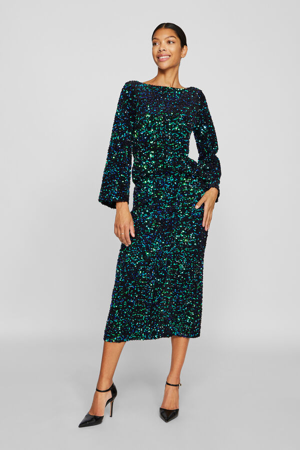 Vila Top de manga comprida de lantejoulas Preto