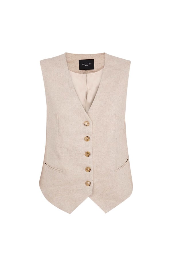 Cortefiel Colete aberto com manga cavas Castanho