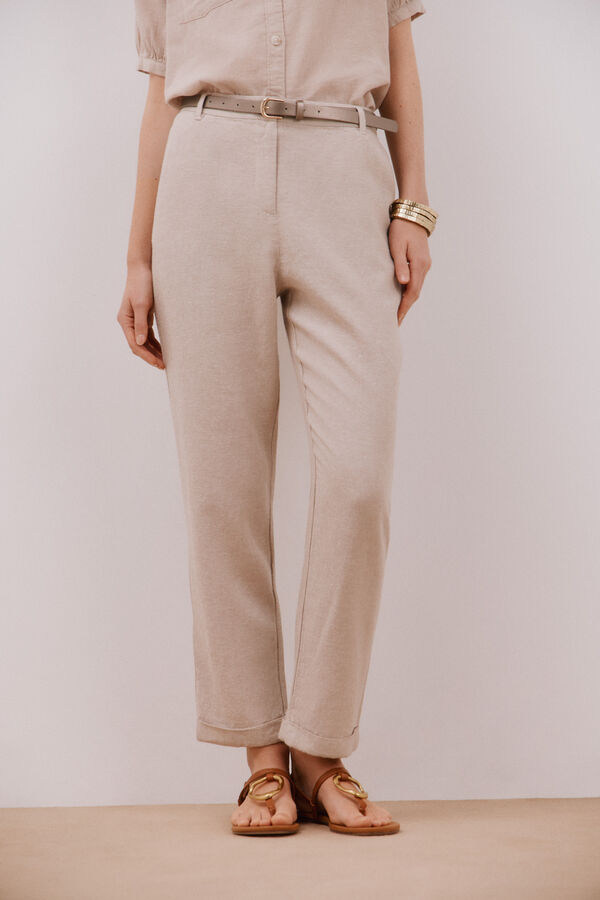 Cortefiel Cal&ccedil;as de linho Castanho