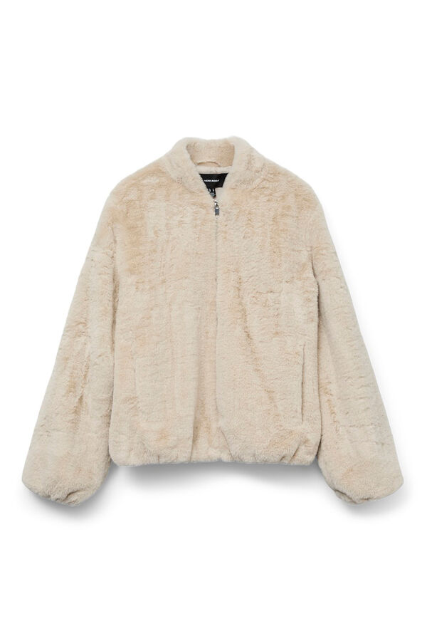Vero Moda Bomber efecto pelo Beige