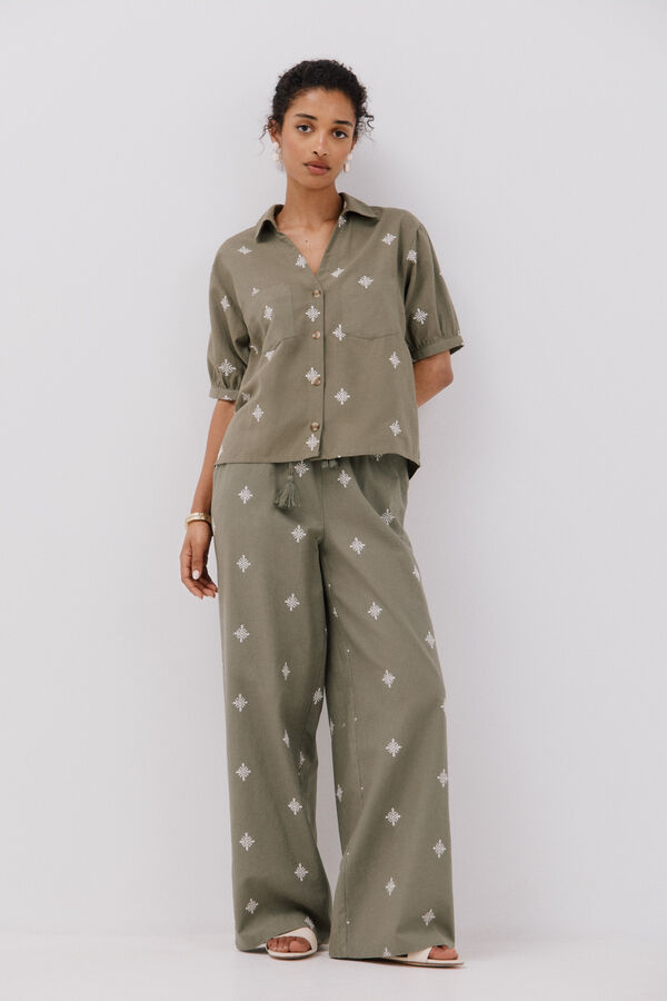 Cortefiel Camisa manga curta Verde