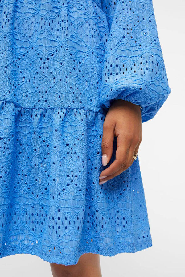 Object Vestido curto mangas bal&atilde;o Azul