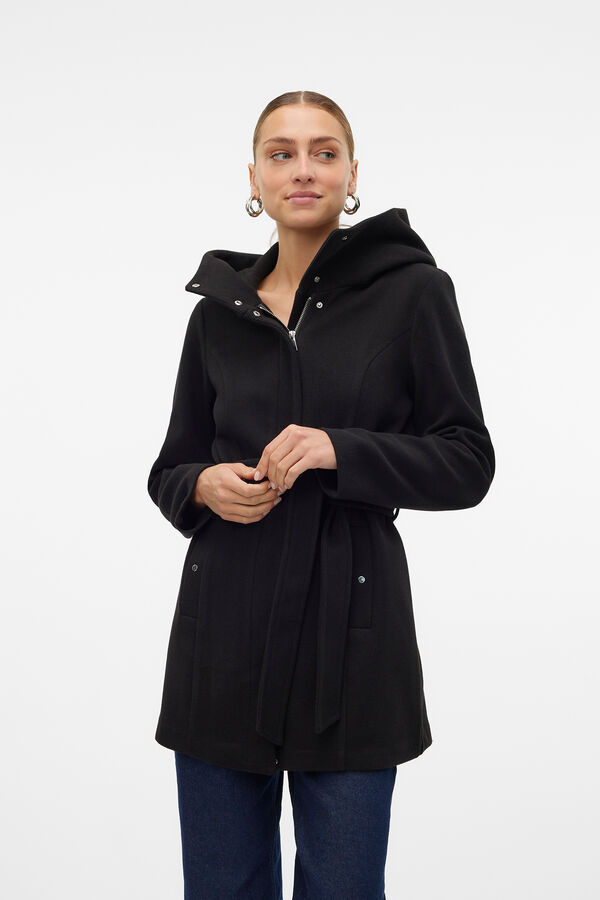 Vero Moda Sobretudo curto de tecido com capuz Preto
