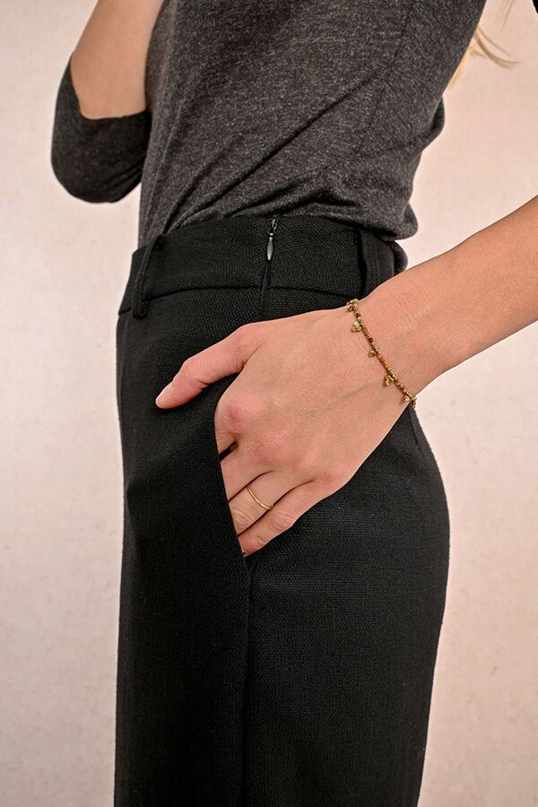 Molly Bracken Pantal&oacute;n de mujer tobillero perneras anchas Negro